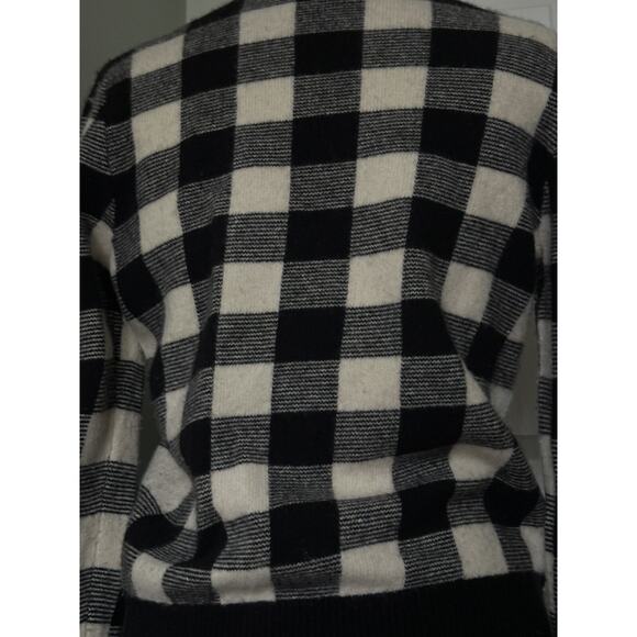 Ralph Lauren 100% Wool Buffalo Check Plaid Sweater, White Black, M Vintage Crew - Picture 7 of 16